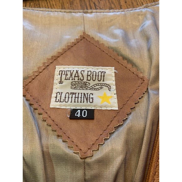 Texas Boot Clothing Vintage Leather Vest Mens Size 40 Tan Cowboy Western Ranch - Picture 2 of 14